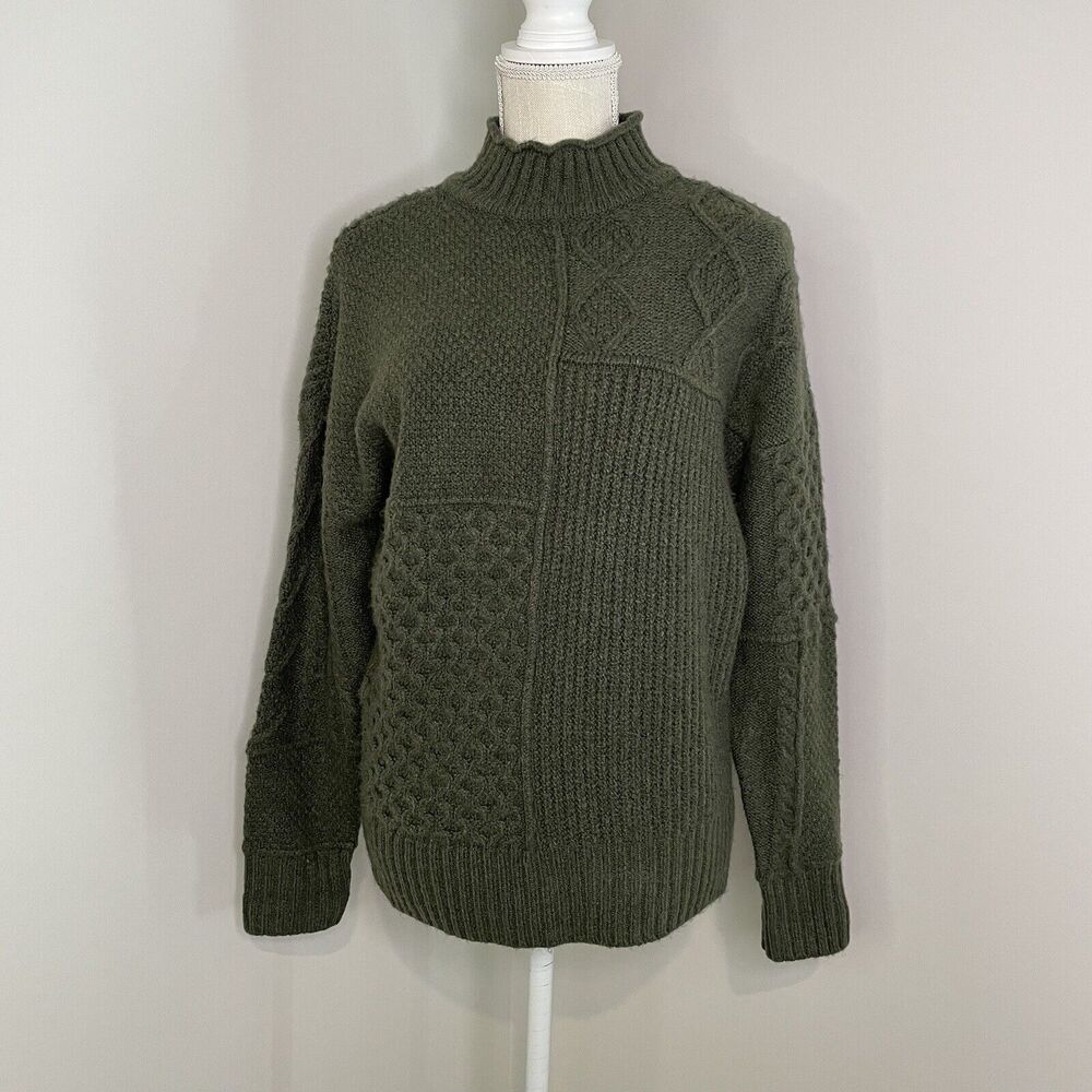 American Eagle Oversized Fishermans Sweater Mock Neck Green Women's Size XS